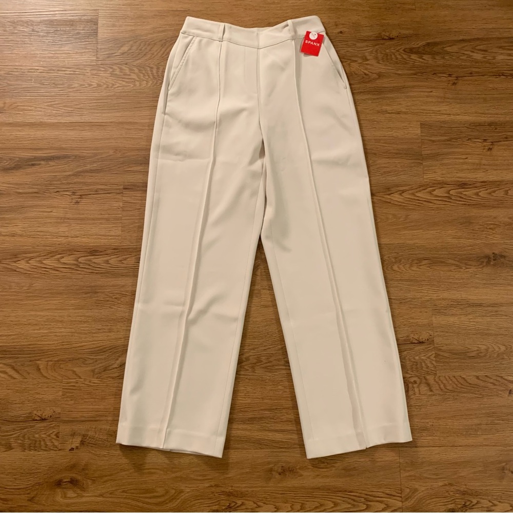 NWT SPANX Opacity Crepe Trouser Cream Parchment Size S
